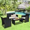 4 Pcs Wicker Conversation Furniture Set Patio Sofa and Table Set